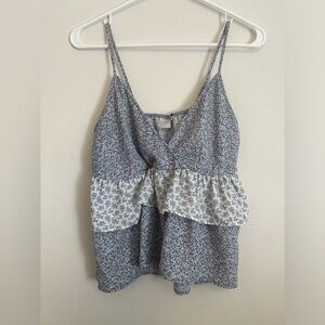 Blue Floral Layered Tank Top